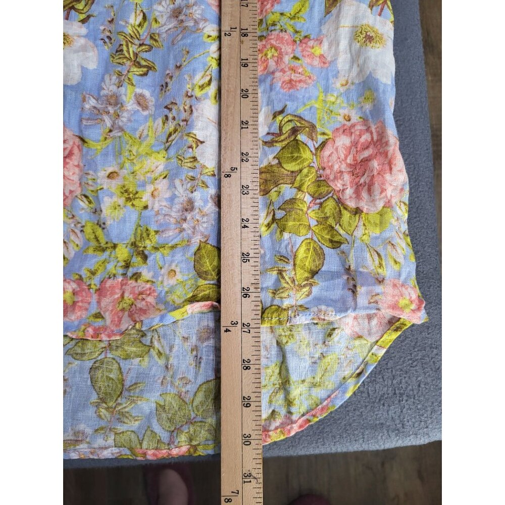 JOIE Women's SZ XL Linen Floral Roll Tab Sleeve Blouse Top Bloomcore Feminine - Picture 7 of 10